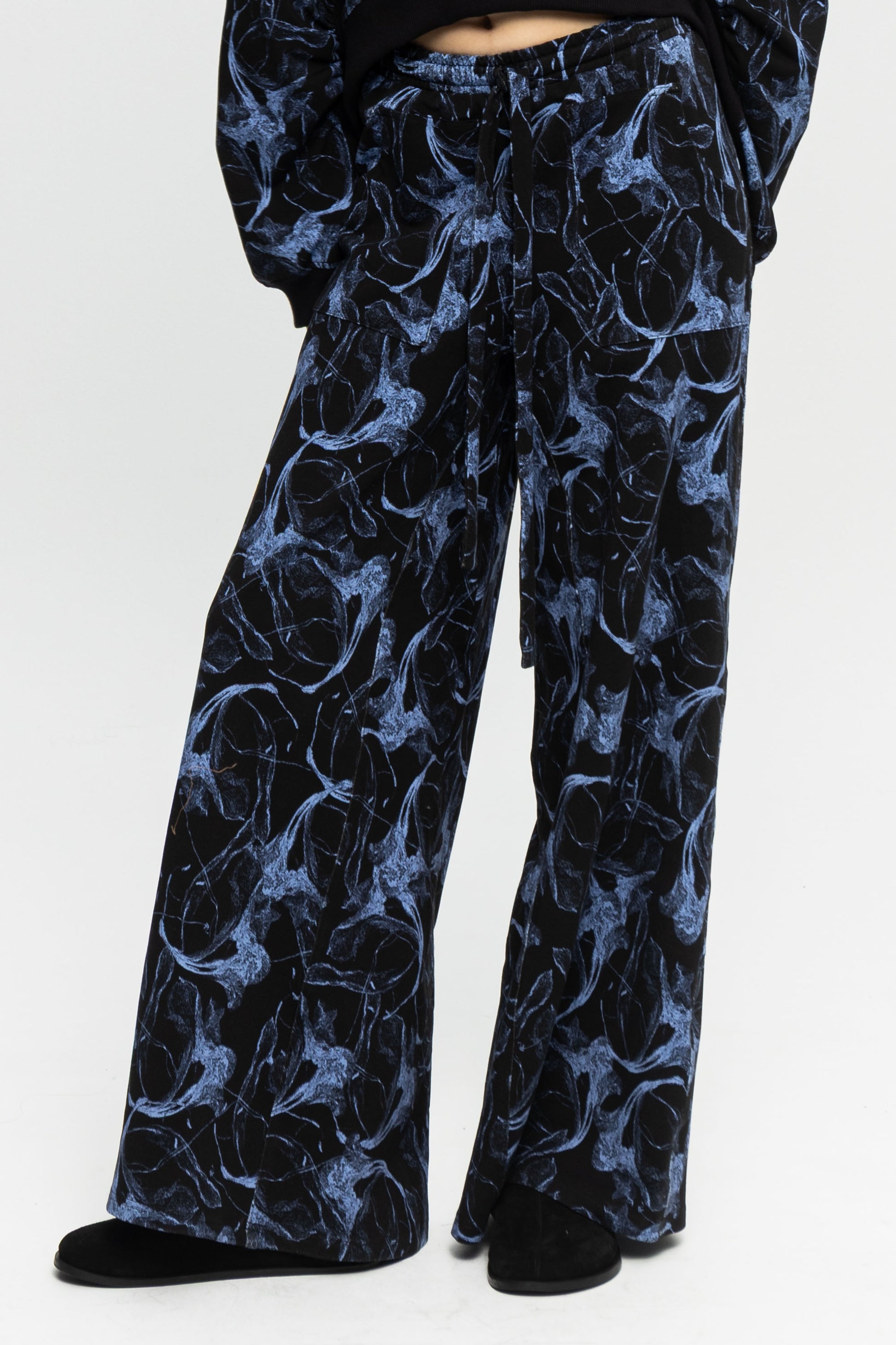 Wide-Leg Pants-Black and Black