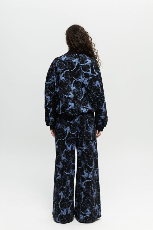 Wide-Leg Pants-Black and Black