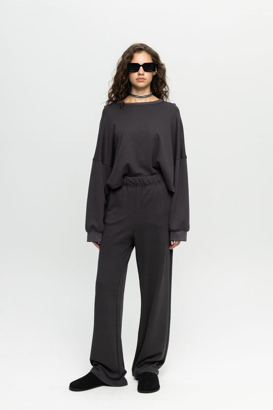 Dark Grey Pants-Black and Black