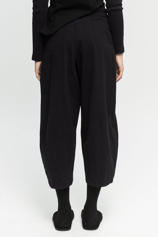 Cropped Wide-Leg Pants-Black and Black