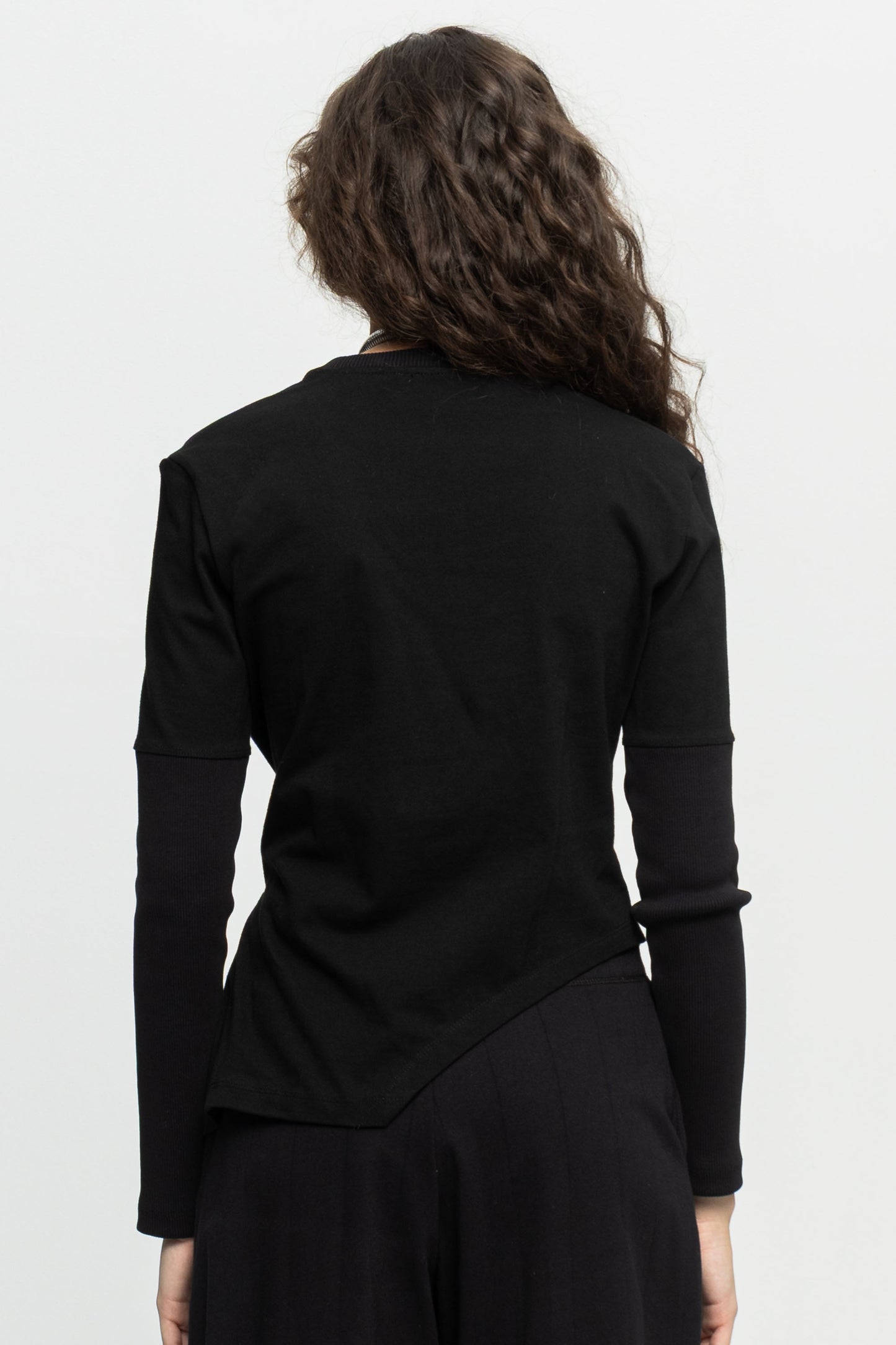 Rip-Sleeved Top-Black and Black