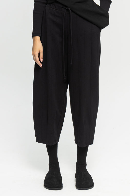 Cropped Wide-Leg Pants-Black and Black