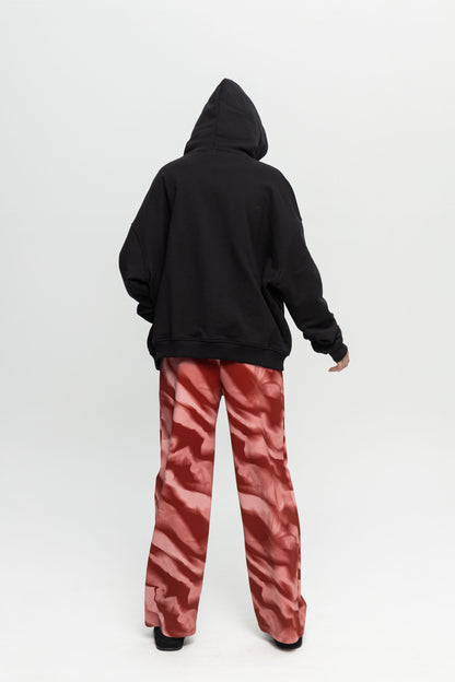 Wide-Leg Relaxed Pants-Black and Black