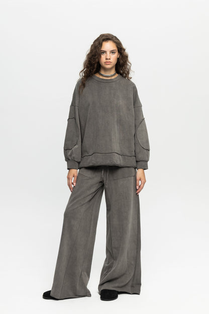 Washed Sweatpants-Black and Black