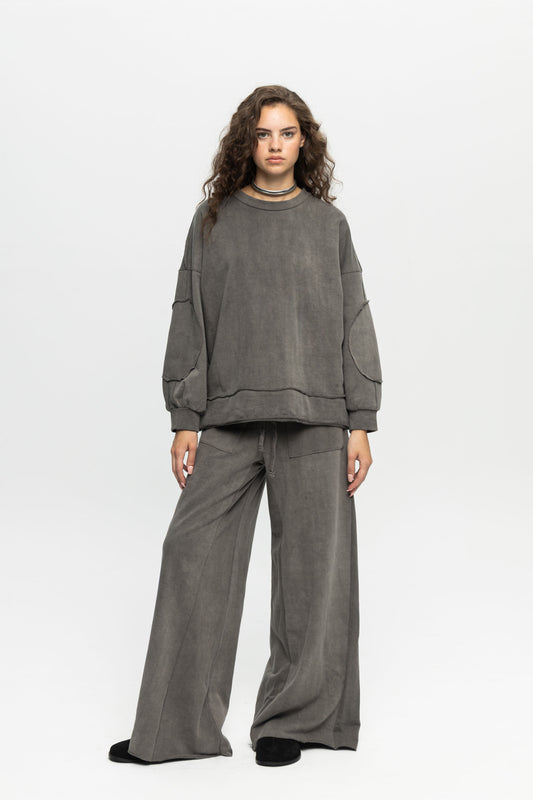 Washed Sweatpants-Black and Black