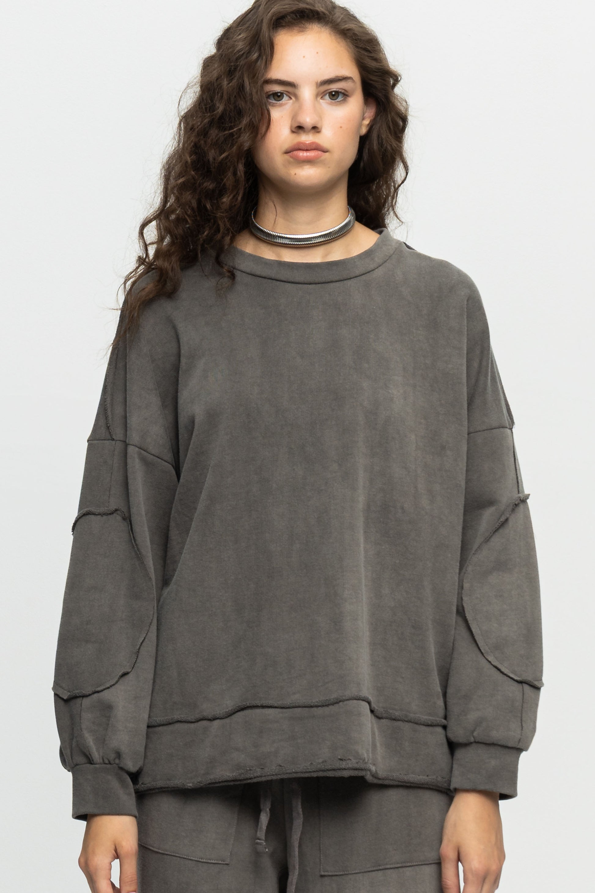 Elbow Patch Sweatshirt-Black and Black