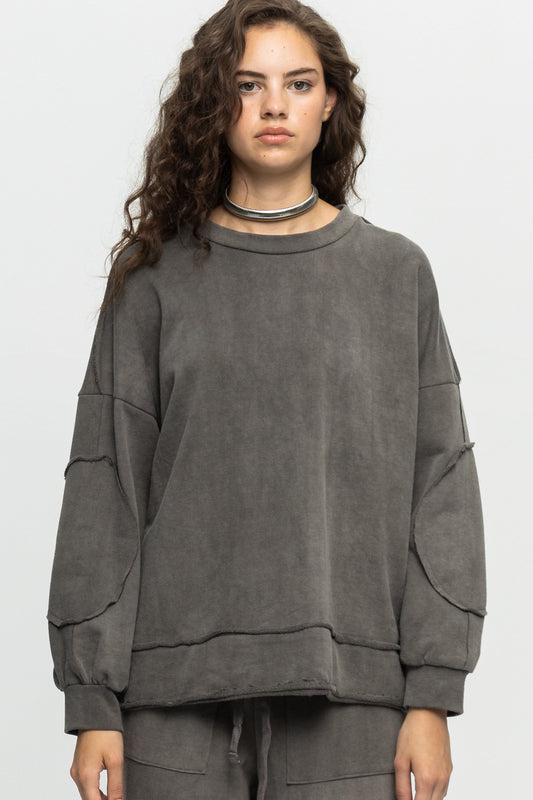 Elbow Patch Sweatshirt-Black and Black