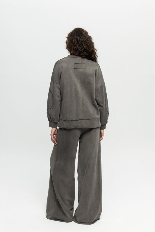 Washed Sweatpants-Black and Black