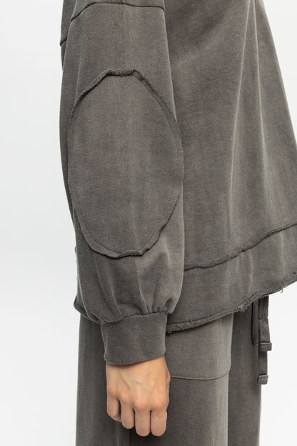 Elbow Patch Sweatshirt-Black and Black