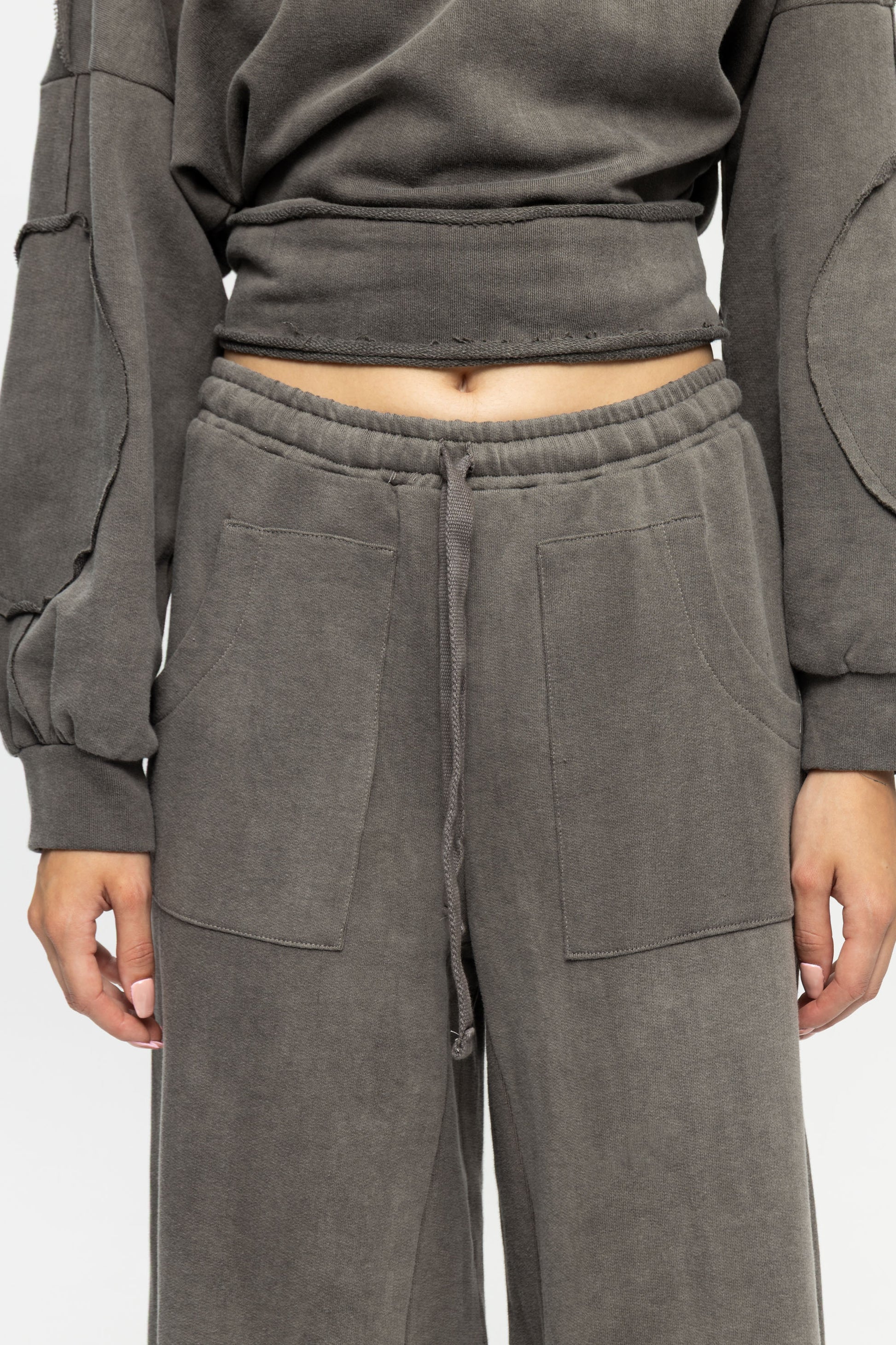 Washed Sweatpants-Black and Black
