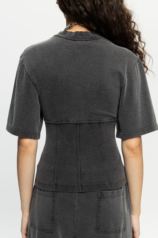 Fitted Structure Tee-Black and Black