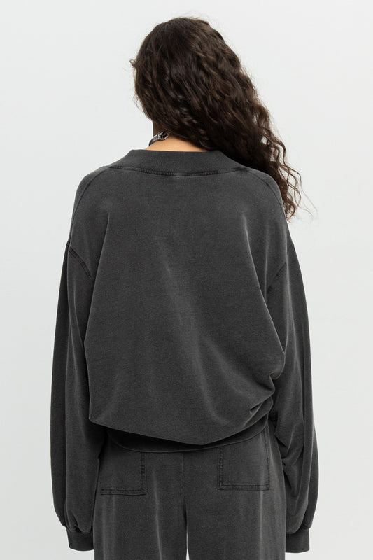 Casual V-Neck Sweater-Black and Black