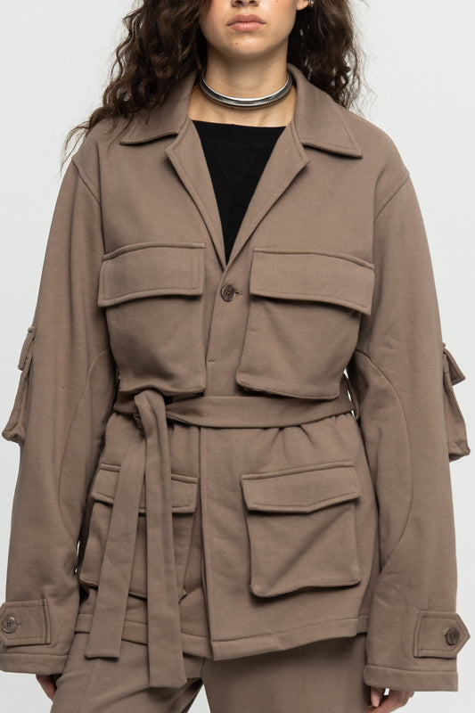 Utility Belted Jacket-Black and Black