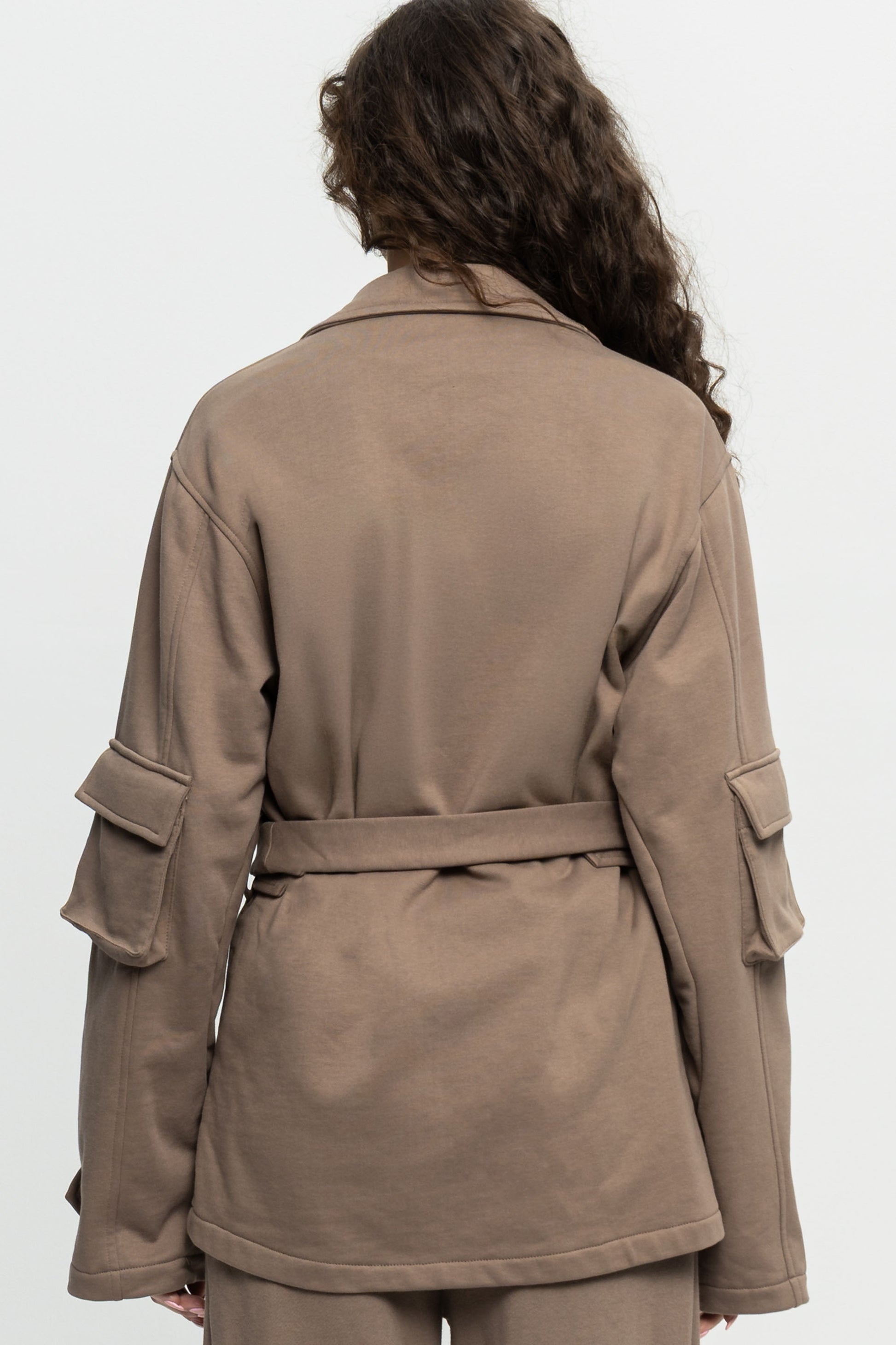 Utility Belted Jacket-Black and Black